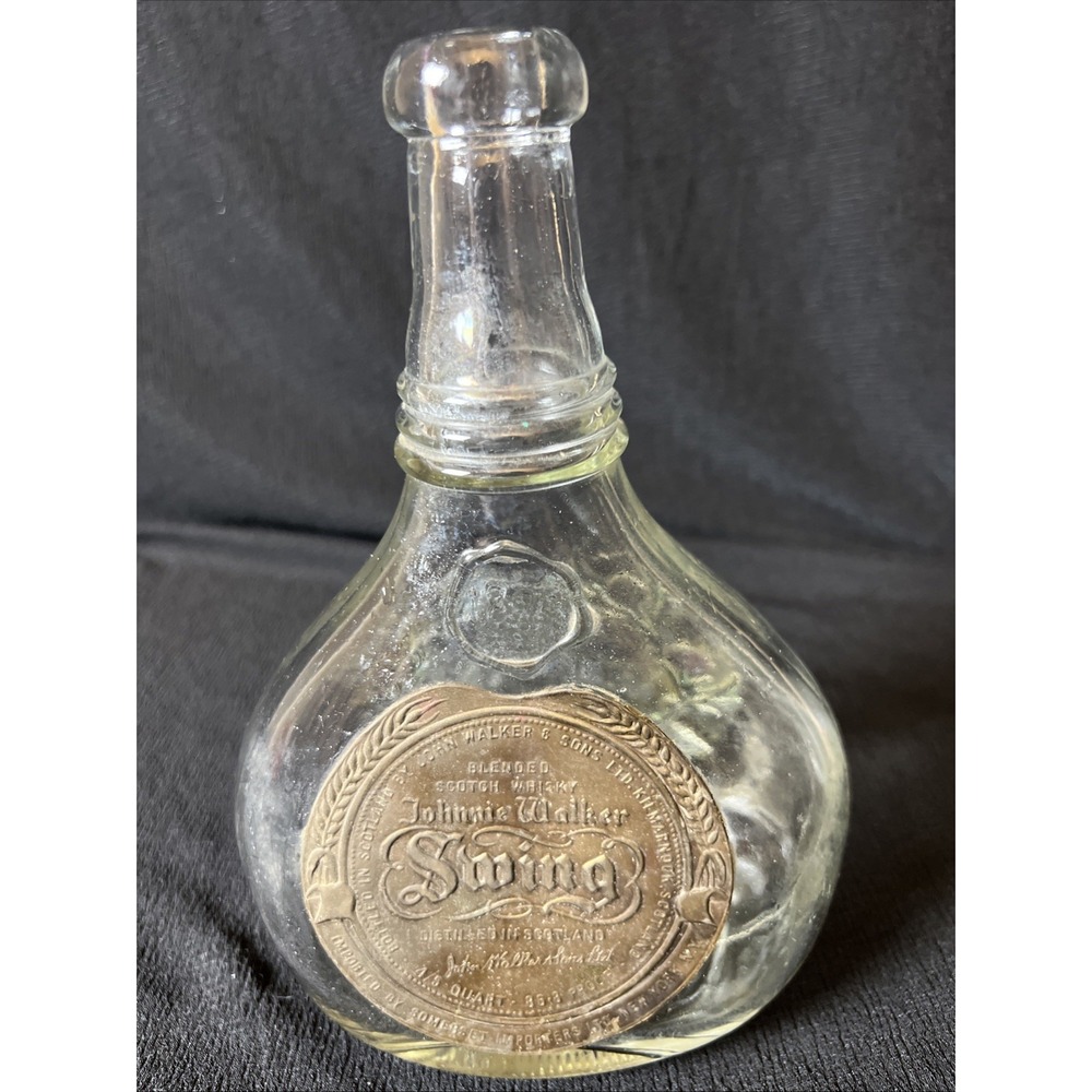 Vintage Johnnie Walker Swing Bottle Scotch Whisky Bottle Empty Brass Medallion